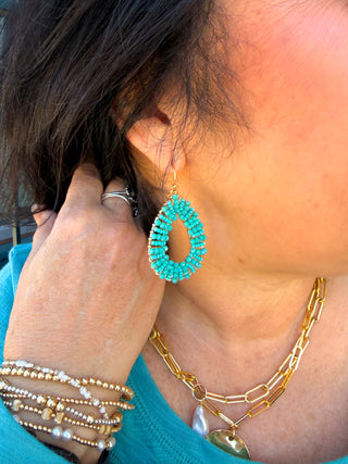 Teal Beaded Earrings