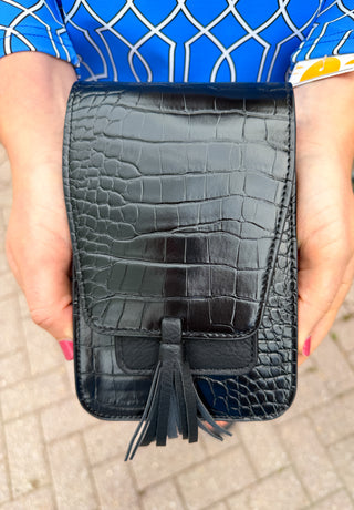 Harper Crossbody Bag Black Croc