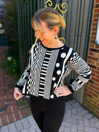 Olivia by Habitat Mixed Pattern Jacquard Crewneck Sweater Ivory