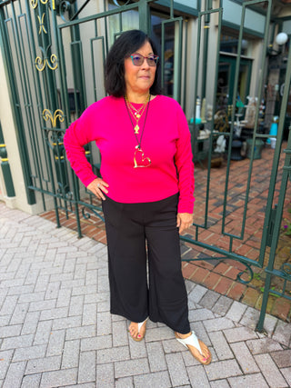 Olivia by Habitat Magenta Ruched Long Sleeve Top