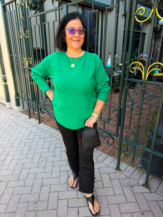 Lulu B Emerald 2-Pocket Cashmere Top