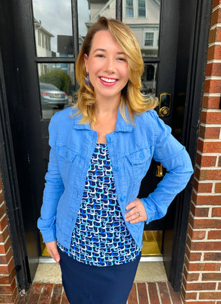 Lulu B Blue Maze Print Basic Tank