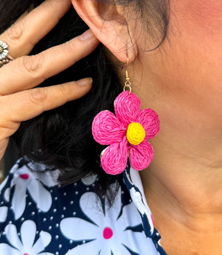 Pink Flower Jumbo Earrings