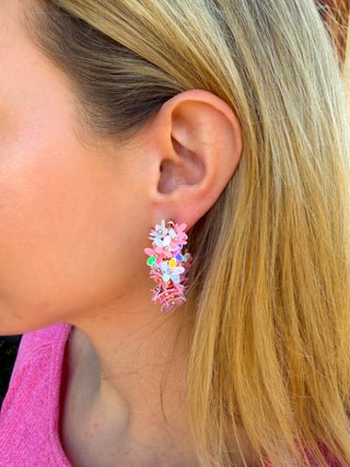 Pastel Flower Hoop Earrings