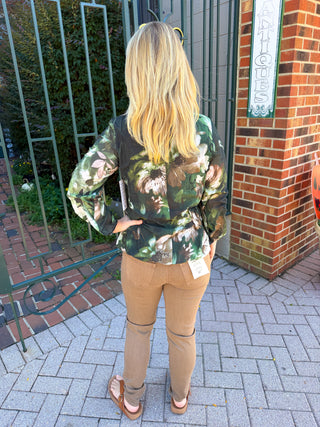 Tango Mango Green Floral Pleated Blouse