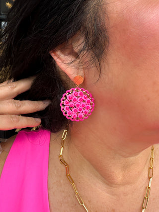 Pink Circle Earrings