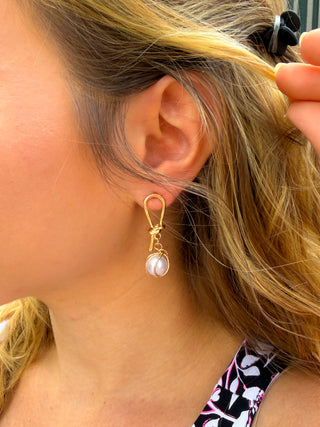 Gold Pearl Knot Earrings