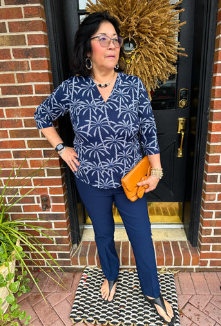 Bangladine by Lulu B Navy Pull-On Ankle Pant