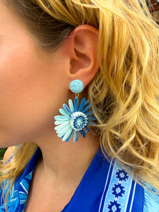 Blue Ombre Flower Earrings