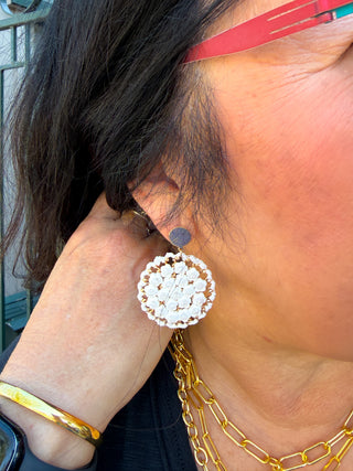 White Circle Earrings