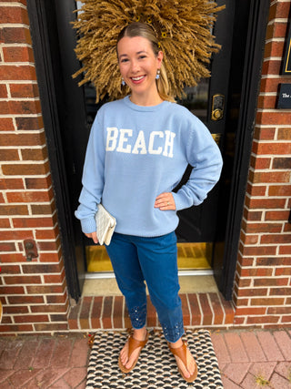Women's Beach Periwinkle Cotton Sweater