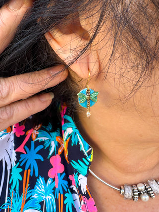 Silver Forest Turquoise Butterfly Earrings