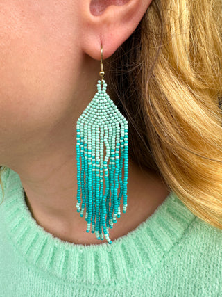 Teal Beaded Earrings