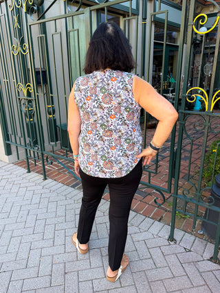 Lulu B Rustic Bloom UPF 50+ Sleeveless Keyhole Top