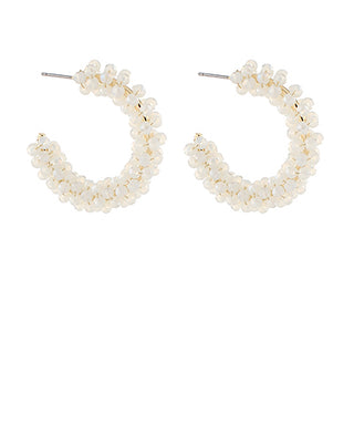 Bead Glass Hoops White