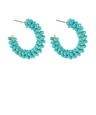 Bead Glass Hoops Turquoise