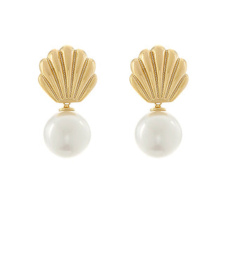 Shell & Pearl Earrings Gold