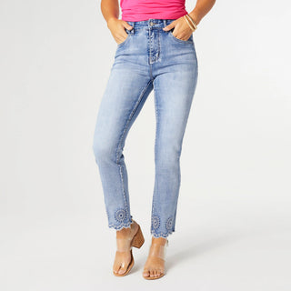 EVERSTRETCH ANKLE JEANS WITH BURST EMBROIDERY