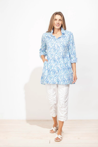 Marina Cotton Voile Button Down Shirt Cover-Up