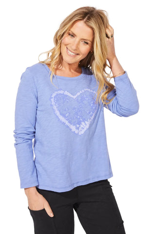 Escape by Habitat Baja Blue Heart Perfect Layer Cotton Tee