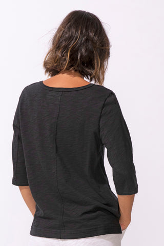 Escape by Habitat Black Cotton Seamed Elbow Tee