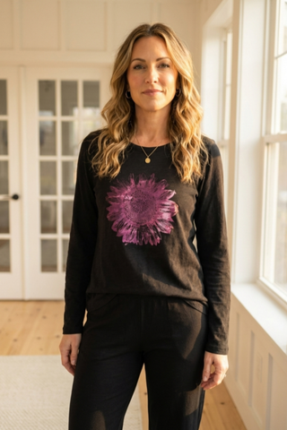 Escape by Habitat Black Destination Sunflower Cotton Tee