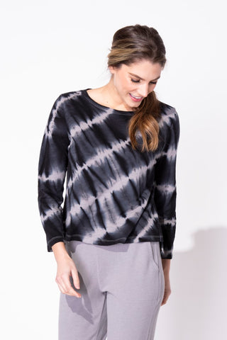 Escape by Habitat Black Tie Dye Step Hem Boxy Cotton Tee