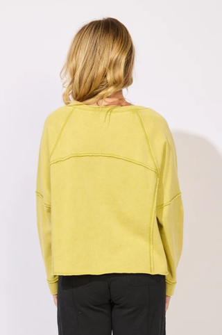 Escape by Habitat Citron French Terry Raw Edge Boxy Pullover