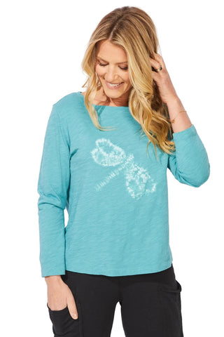 Escape by Habitat Destination Dragonfly Teal Boxy Tee