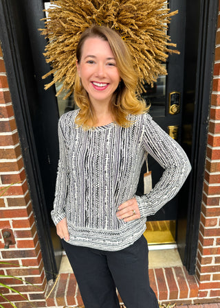 Escape by Habitat Ivory Woodblock Step Hem Boxy Tee