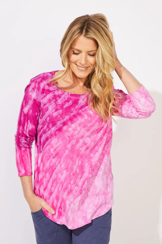 Escape by Habitat Mystic Dyed Fuchsia High Low Cotton Tee