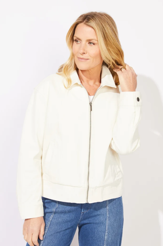 Escape by Habitat Pearl Knit Denim Zip Front Jacket