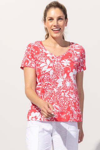 Escape by Habitat Punch Paisley Cotton V-Neck Tee