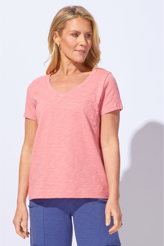 Escape by Habitat Rose Cotton V-Neck Tee