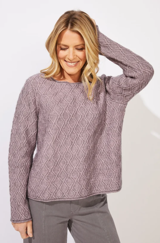 Escape by Habitat Rosewater Diamond Texture Crewneck Sweater