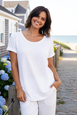 Escape by Habitat White Cuff Sleeve Tee