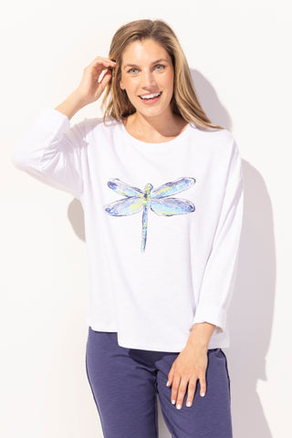 Escape by Habitat White Dragonfly Terry Pullover