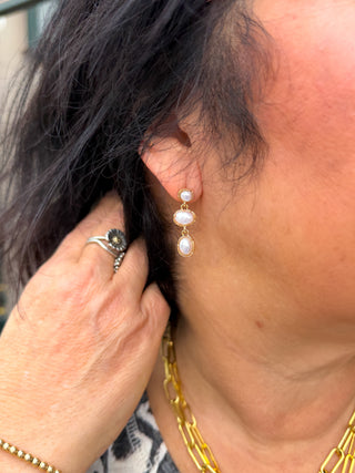 Triple Pearl Dangle Earring