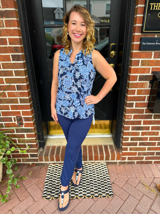 Lulu B Navy Secret Pocket Capri Leggings