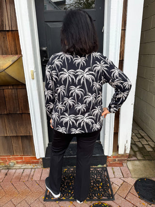 Beachtime by Lulu B Black and Stone Palms Full Zip Jacket
