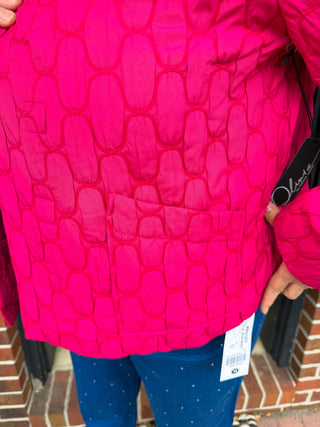 Olivia by Habitat Quilted Asymmetrical Stand Collar Jacket Fuchsia