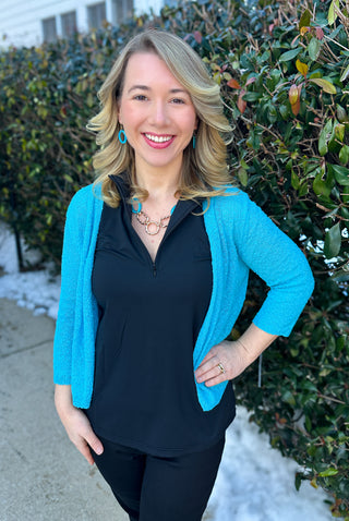 Lulu B Clear Turquoise Lightweight Cardigan