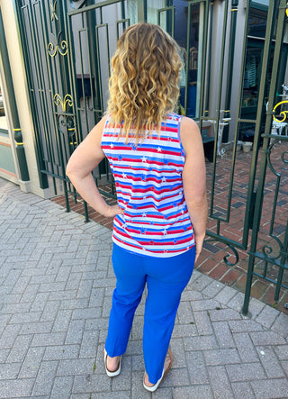 Lulu B Stars and Stripes Sleeveless V-neck Top
