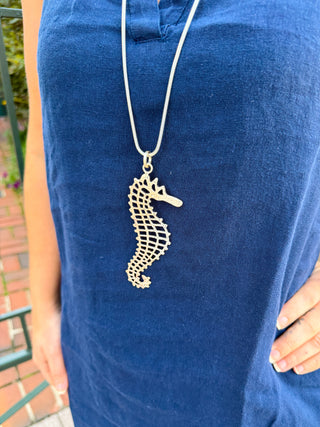 Hammered seahorse necklace