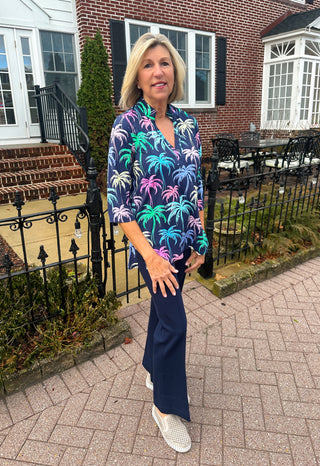 Beachtime by Lulu B Neon Palms Button Tunic