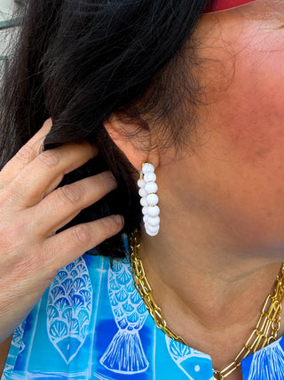 White Beaded Earrings