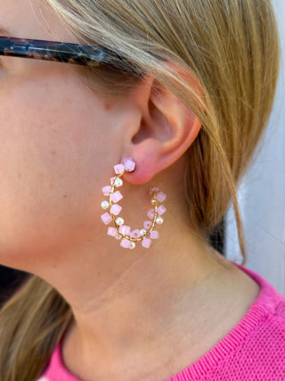 Pink Rock Candy Hoop Earrings