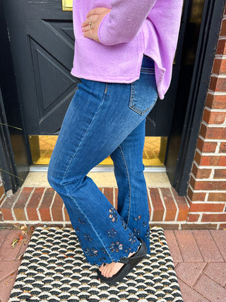 Bambu Soft Flare Ankle with Eyelet Flowers