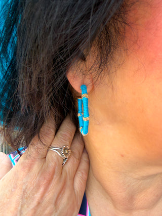 Turquoise Ribbon Hoop Earrings