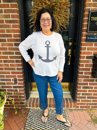 Lulu B White Anchor Sweater